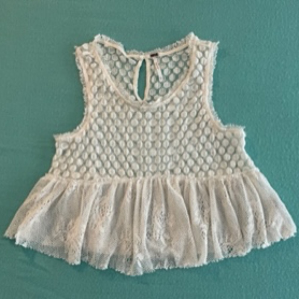 Free People Cute Cream White Lace Top!!